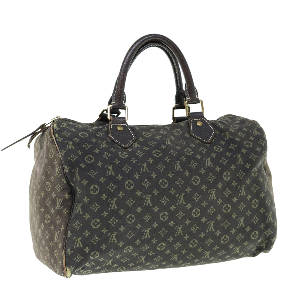 LOUIS VUITTON Monogram Mini Lin Speedy 30 Bag Brown Ebene M95224 LV Auth 62607